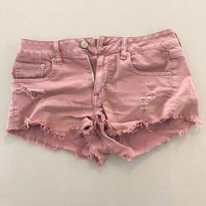 Pink jean shorts